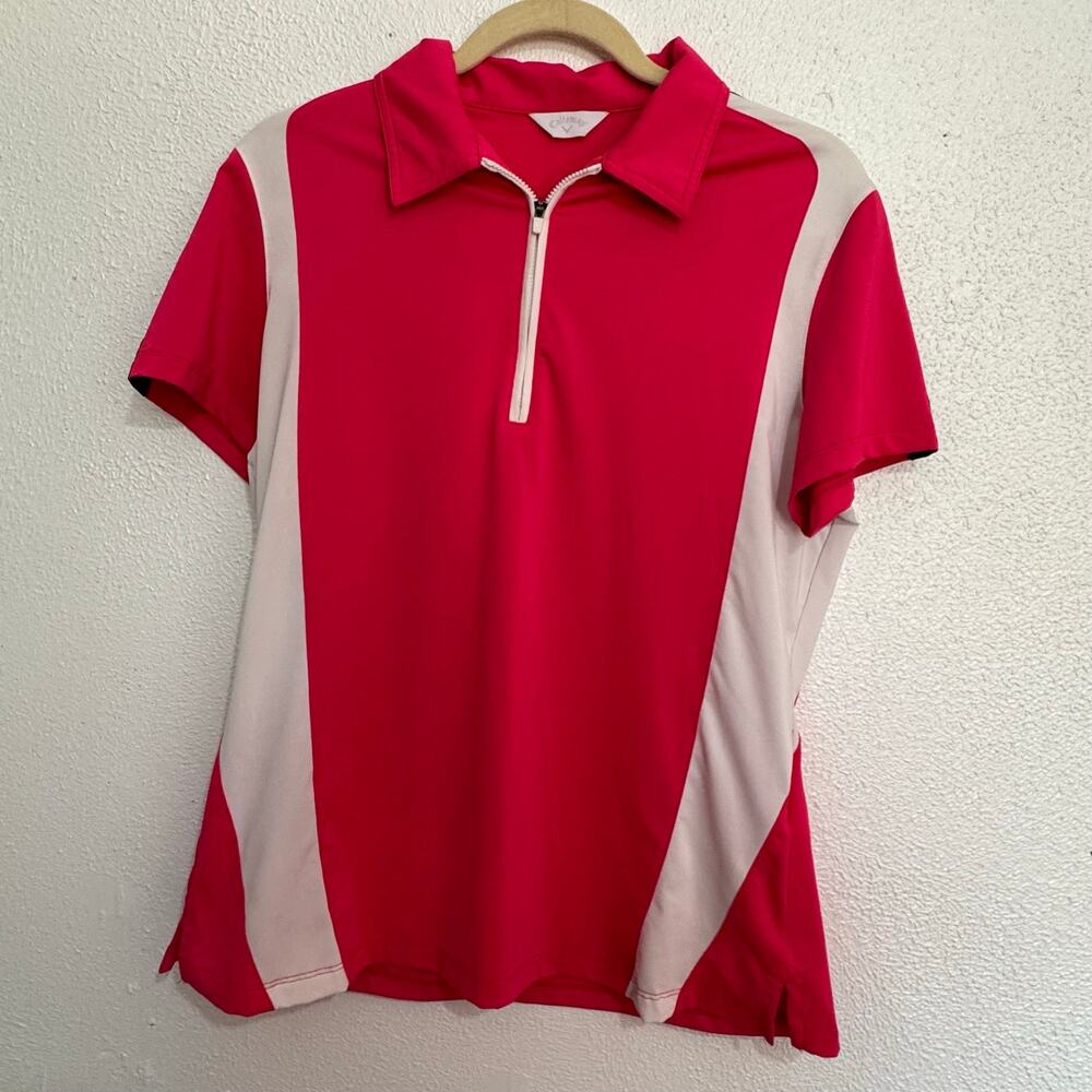 Callaway Women's Quarter-Zip Colorblock Performance Golf Polo Size Large